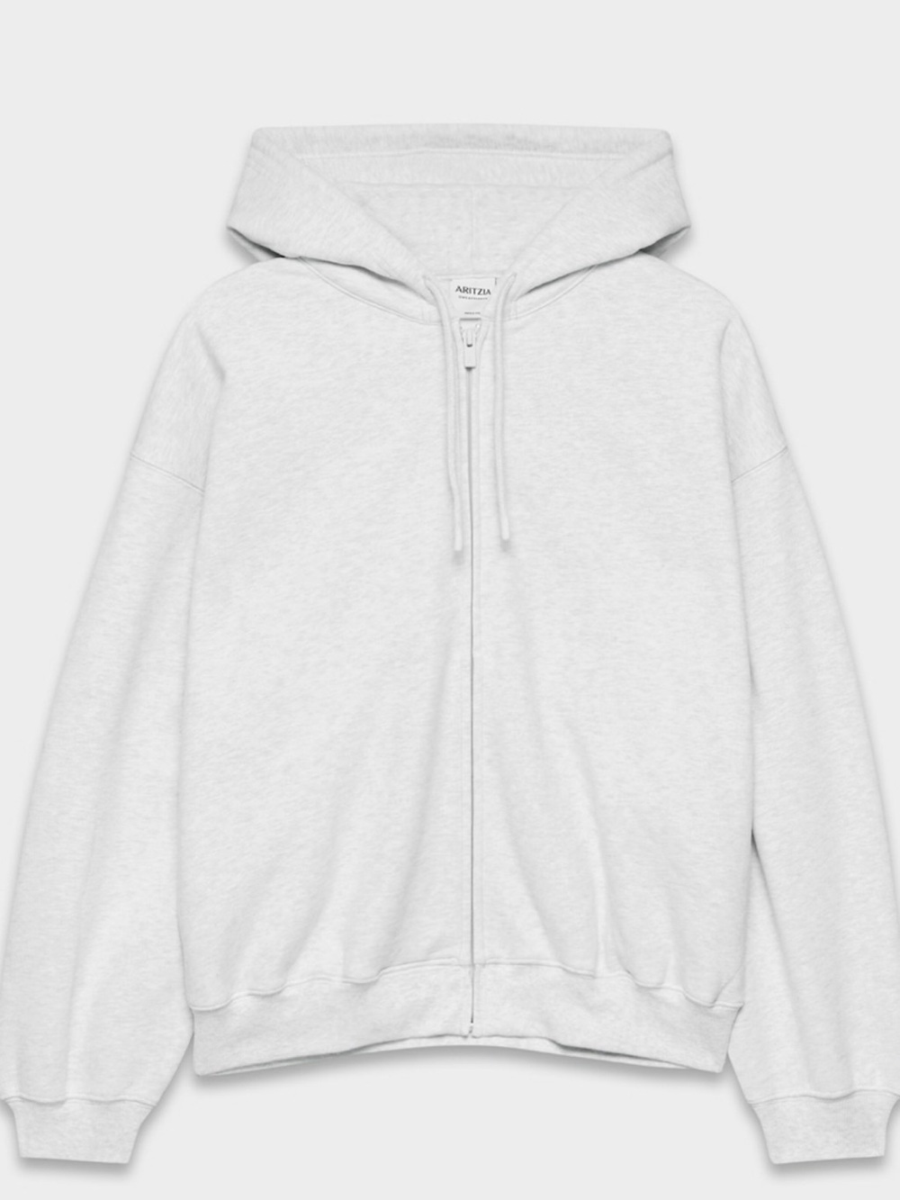 Aritzia cozy Sweatfleece Mega Zip Hoodie Heather Cloud White XS